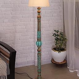 Nautical Decors Antique Wooden Floor Lamp Floor Lamps Night Lamp Shade Side Lamps Light Decoration for Home (Beige, Carving)-20