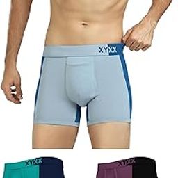 Men's Dualist Micromodal Regular Fit Colorblock Antimicrobial Trunks with No Marks Waistband (Pack of 3)-image-1