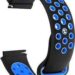 ACM Watch Strap Silicone Belt 20mm compatible with Garmin Venu Smartwatch Sports Dot Band Black with Blue-87