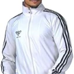 Jacket for Men (White) | Striped Windcheater for Men | Winter Tracksuit jacket for men cotton mesh | Sports jacket for men winter wear | Gym jacket for men workout | Wind cheater jackets-picture-29