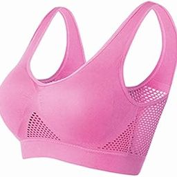 3nh Solid Color Breathable Sports Bra, Round Neck High Stretch Hollow Out Fitness Top, Women's Activewear | Push Up and Sweat Proof Bra | Breathable and Wirefree Pink_6XL-image-63