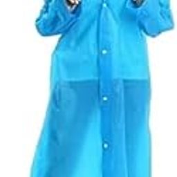 Women EVA Plain Rain Coat Hooded Outdoor Water Resistant Portable Raincoat Suit (Blue2) (1 Piece)-image-87
