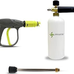 SWASTIK Spray Gun with Lockable Handle (Green), 1L Foam Cannon & Adjustable Nozzle, Extension Rod for Pressure Washers | Suitable for STARQ, VANTRO, AIMEX, GAOCHENG, AGARO, Shakti-picture-23