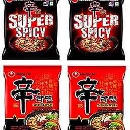 Nongshim Shin Ramyun & Red Super Spicy Noodles, 4.23 oz ℮ 120 g, 4 Pack-image-27