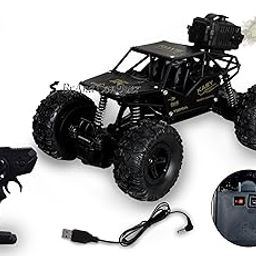 Remote Control Rock Crawler Mist Smoke Spray Function, High Speed 1:18 RC Car Toys for Boys 2WD Off Road Vehicle Toy Cars for Kids Monster Truck Rock Climbing Car Toy (Fog Rock Crawler Black)-18