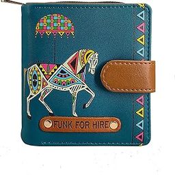 Women Printed Petrol Blue Leatherette Wallet-2
