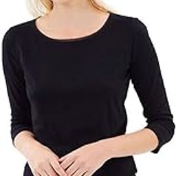 Round Neck Cotton Regular Fit 3/4th Sleeve Black T-Shirt for Women & Girls |Tee Tops-image-89