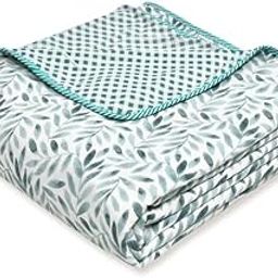 Tzafrir Cotton Dohar Single Bed Reversible | Soft, All Weather Light AC Blanket Comforter | 56 x 89 inches, SkyBlue Green-image-5