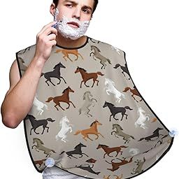 YQxwJL Cute Horse Print Beard Bib Apron, Shaving Apron For Dad, Men'S Hair Catcher For Shaving Best Gifts For Dad, Black, One Size-image-44