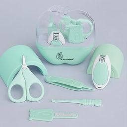 R for Rabbit Stylo Apple New Born Baby 5 in1 Nail Grooming Kit for Baby Manicure Set with Kids Nail Cutter,Tweezer, Filer, Ear Pick and Scissors (Green)-image-12