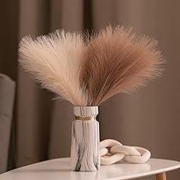 BS AMOR Pampas Grass Small Fluffy Artificial Flowers Fake Flower for Home, Office, Bedroom, Balcony, Living Room, Table Decoration Pack of 4 pcs(2 Brown+2 Beige )(Without Vase Pot)-image-96