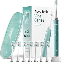 Aquasonic Adult Vibe Series Ultra-Whitening Automatic Toothbrush Ada Accepted Power Toothbrush 8 Brush Heads&Travel Case 40,000 Vpm Motor&Wireless Charging -4 Modes W Smart Timer Mint Green Metallic-31