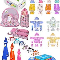 Toddylon 56 in 1 New Born Baby Products All Baby Bedding Set | Baby Clothes | Gift Packs | Hospital Kit | Essentials Items | Infants Combo (0-6 Months)-image-73