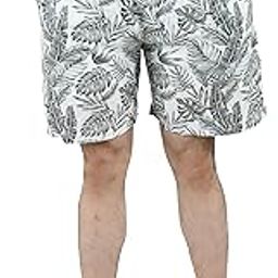 Men Yellow Leaf Printed Mid-Rise Cotton Regular Shorts-image-94