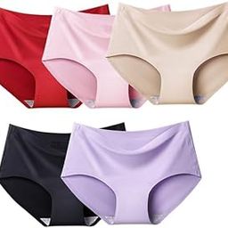 Women Silk Panties with Cotton Crotch 5 Pack Sexy Seamless Female Bikinis Panties Stretchy Briefs-image-29