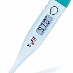 TryFit Digital Thermometer for Babies, Kids, Adults & Pets | 60 Sec Fast Reading | Waterproof Tip | Dual Mode °C/°F | LCD Display | Beep Alert | Mercury-Free | 1 Year Warranty | Battery Included-12