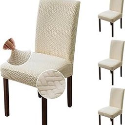 hargunz Premium Supersoft Plain Textured Elastic Strechable Chair Covers-Pack of 4, Cream-image-79
