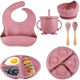 TRIVYOM Baby Feeding Set, 6 Pcs, BPA-Free Baby & Toddler Feeding Kit with, Suction Plates & Bowls Set, Self-Feeding Baby Spoons, Toddler Plates for Baby Utensils 6-12 Months,Tableware Set (Pink)-image-86