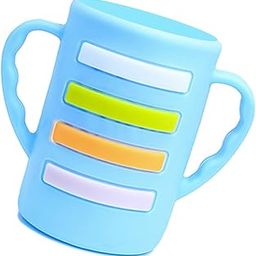 THE LITTLE LOOKERS Baby Bottle Cover with Handle/Silicone Warmer Cover for Baby/Newborn/Infants/Toddlers - Blue (120ml)-image-66