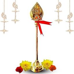 Brass Murugan Vel Idol (10 Inch) | Traditional Golden Vel Stand for Pooja, Home Decor & Gifting | Hindu God Vel Statue | Spiritual Showpiece | 6 Months Warranty-image-54