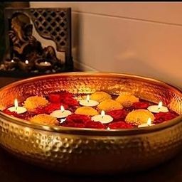Crystal Impex Urli Bowl for Floating Flowers and Tea-Light Candles Home Office and Table Decor Size 12inches-35