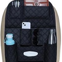 Neodrift 'Seat Master' Premium 7D Car Seat Organizer with Folding Meal Tray, Universal Fit, Stylish Interior, Multipocket Storage for Bottles, Mobile, Keys, Documents, Tissues (Color: Black)-12