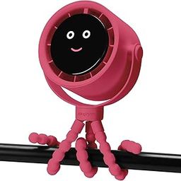 Akejrym Stroller Fan Portable, Personal Fan for Travel, Air Turbo Tech & Digital display, Detachable 5 Speeds Rechargeable 360° Rotate Flexible Tripod, For Home Office Stroller Camping - Red-image-54