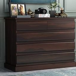 SEVA SHYAM FURNITURE Solid Sheesham Wood Wooden Chest of Drawers with 5 Drawer Storage Cabinet - for Living Room & Bedroom (Walnut Finish, Antony)-4