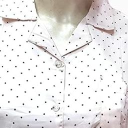 Italian Satin Polka Dot Nightsuit, 2-Piece Sleepwear Set, Pink and White-image-56