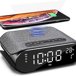 CLEVER BRIGHT Alarm Clocks Radio: Digital Clock for Bedrooms - Fast Wireless Charger Station with USB Port-28