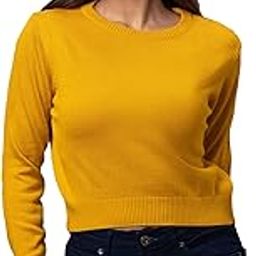 Women Mustard Solid Pullover Sweater-image-50