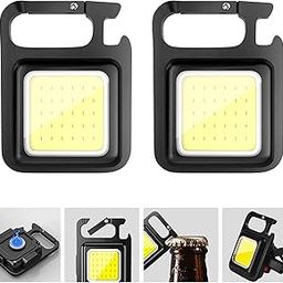 KIDSDELIGHT LED Flashlight 800 Lumens COB Rechargeable Keychain Mini Flashlight 4 Light Modes Portable Pocket Light with Folding Bracket Bottle Opener and Magnet Base for Fishing Camping Pack of 2-18