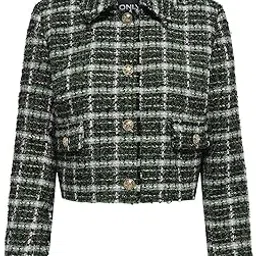 Checked Crop Tailored Jacket-image-54