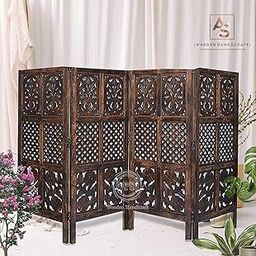 AS Wooden Handicraft Wooden Partition for Living Rooms Wall Dividers,Screen Separator Wall Divider for Hall Wall Panels for Living Room/Kitchen/Bedroom/Office/Restaurant 4 Feet (Brown) (4 Panel)-image-58
