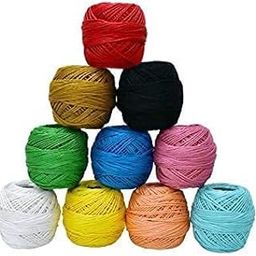 AVIROM� Crochet Thread Set of 10 Ball Crochet Cotton Thread Yarn for Knitting and Craft Making - Size 20 Gram, 55 to 60 Meters Approx. [Multicolor]-picture-30