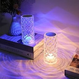 The Flair Store™ Crystal Lamp,16 Color Changing Rose Crystal Diamond Table Lamp, USB Rechargeable Led Strip Lighting Touch Bedside Lamp Night Light with Remote Control-42