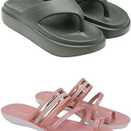 Extra Soft Classic Casual wear with Flexibility Technology Flip Flop Combo for Women's/Girl's(6111+1944)()-image-86
