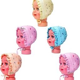 KmCho Newborn Baby jalar Cap/Hat/Topi, Printed, Pure Hosiery Cotton Fabric- Soft & Breathable | Cozy, Lightweight & Stretchable | Unisex Baby Cap for Everyday Comfort - 5 Pcs - DN 3 Multicolour-image-44