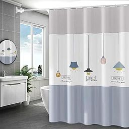 Kuber Industries 6x6 Ft Waterproof Shower Curtains for Bathroom | Washroom Partition Screen & Wall Divider Parda for Bath | Striped - Grey-image-2
