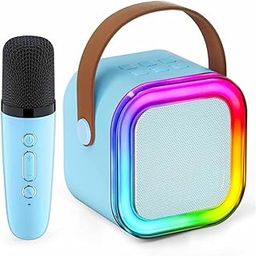 INEFABLE Mini Karaoke Machine Microphone Portable Bluetooth Wireless Speaker with Wireless Mic for Music Toys Christmas Birthday Gifts for Girls & Boys 4,5,6,7,8,9,10,11,12 Year Old - Set of 1 (Blue)-31