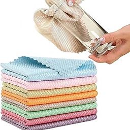 P-PLUS INTERNATIONAL Kitchen Cleaning Cloths Pack of 5 | Streak-Free Cloths Reusable | Lint-Free Absorbent Towels | Washable Microfiber Cleaning Cloth for Glasses, Random Color-18