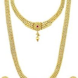 18K Gold Plated Traditional Style Choker Necklace Jewellery Set for Women/Girls (MC115-16)-image-39
