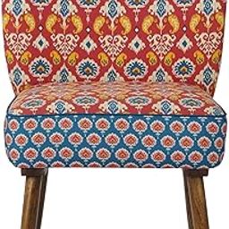 Chumbak Vanity Chair - Red & Blue Ikkat (1 Seater Vanity Chair, Sheesham Wood, Red & Blue)-28
