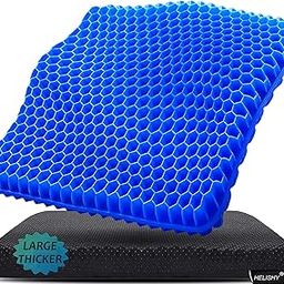 Helishy Gel Enhanced Seat Cushion - 17.5x17.5inch Extra Large Double Thick Chair Cushion with Non-Slip Cover for Sciatica & Back Pain Relief - Durable Soft Mat Pad for Office, Car, Home, Travel-picture-16