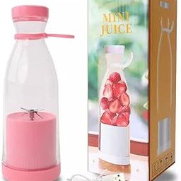 Overa Portable Electric USB Rechargeable Multifunctional 6 Blade Juicer Blender Milkshake Smoothie Maker Mixer Bottle with A Handle & Anti-skid Buttom for Fruits & Vegetables (Pink)-14