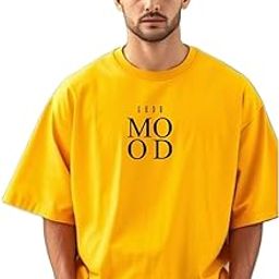 Good Mood Oversized T-Shirt, Yellow, Casual Graphic Print-image-3