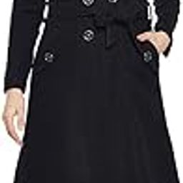 Black double breast trench coat with stylised collar-image-54