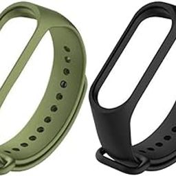 Estrenar Mi Band 3 Strap - Mi Band 4 Strap Original Soft Silicone Adjustable Replacement Wristband Straps, Belt, Bands for Xiaomi M3 & M4 Fitness Band (Black, Green - Pack of-2)-18