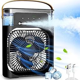 Drumstone 𝟏𝟓 𝐘𝐞𝐚𝐫𝐬 𝐖𝐚𝐫𝐫𝐚𝐧𝐭𝐲 Mini Air Cooler Portable Air Conditioner Fan with 3 Wind Speed & Spray Modes, Personal Desk Cooler, Adjustable Timer, LED Light, Removable Tank_Multicolor-image-96