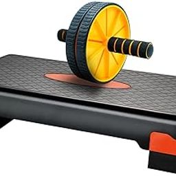 Wearslim® Professional 2-Level Adjustable Aerobic Stepper & Non-Slip Handles Double Wheel Ab Roller, Non-Slip Textured Surface Workout Fitness Step Platform, Abdominal Workout Equipment with Knee Mat-14